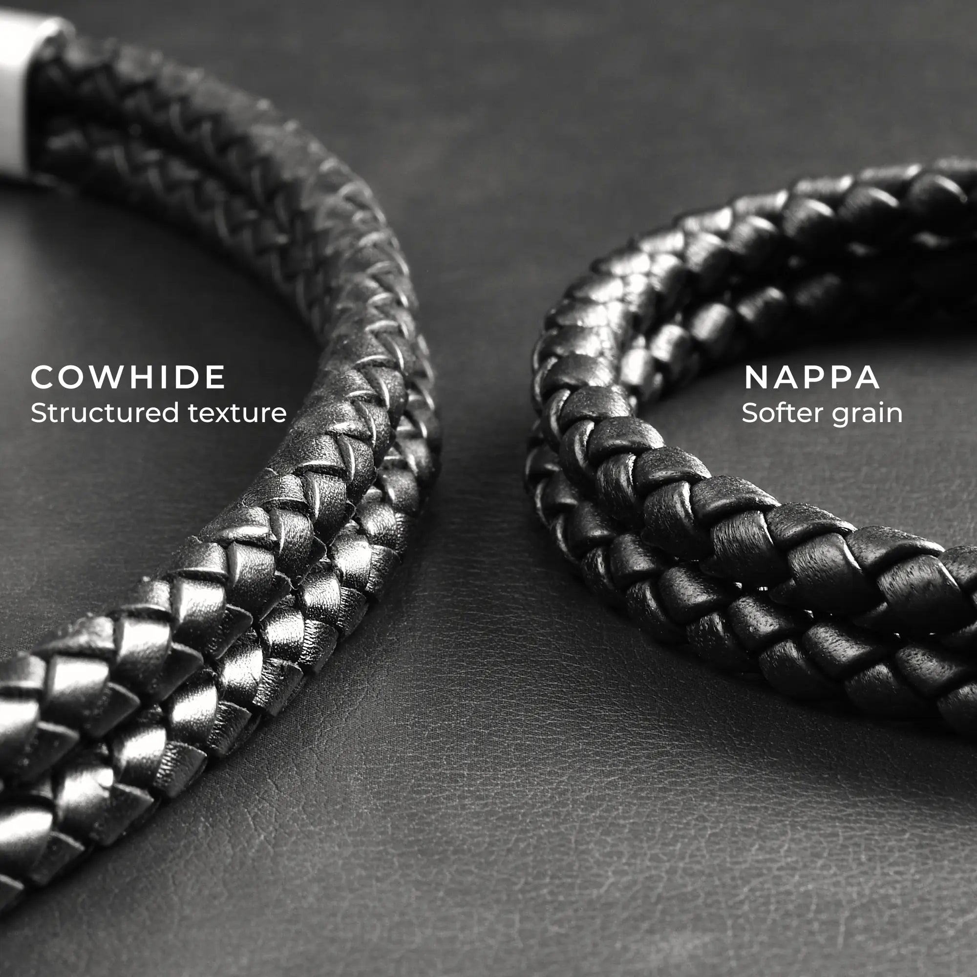 Rhys – 6mm Premium Double-Layer Leather Bracelet (Classic Black)