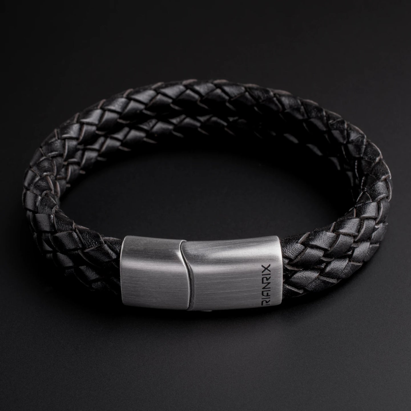 Rhys – 6mm Premium Double-Layer Leather Bracelet (Classic Black)