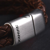 Ridge – 6mm Premium Double-Layer Leather Bracelet (chocolate metallic)