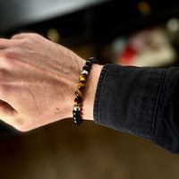 Ryker - Yellow Tiger-Eye & Onyx Bead Bracelet
