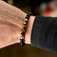 Ryker - Yellow Tiger-Eye & Onyx Bead Bracelet