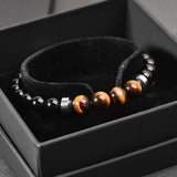 Ryker - Yellow Tiger-Eye & Onyx Bead Bracelet