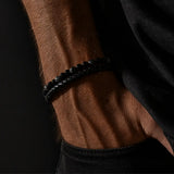 Shadow - Leather bracelet with black flash stone