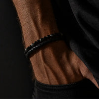 Shadow - Leather bracelet with black flash stone