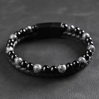 Shadow - Leather bracelet with black flash stone