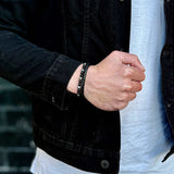 Shadow - Genuine leather bracelet with black flash stone
