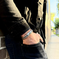 Storm – 6mm Premium Double-Layer Leather Bracelet (steel metallic)