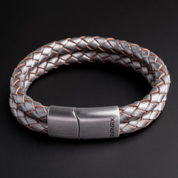 Storm – 6mm Premium Double-Layer Leather Bracelet (steel metallic)