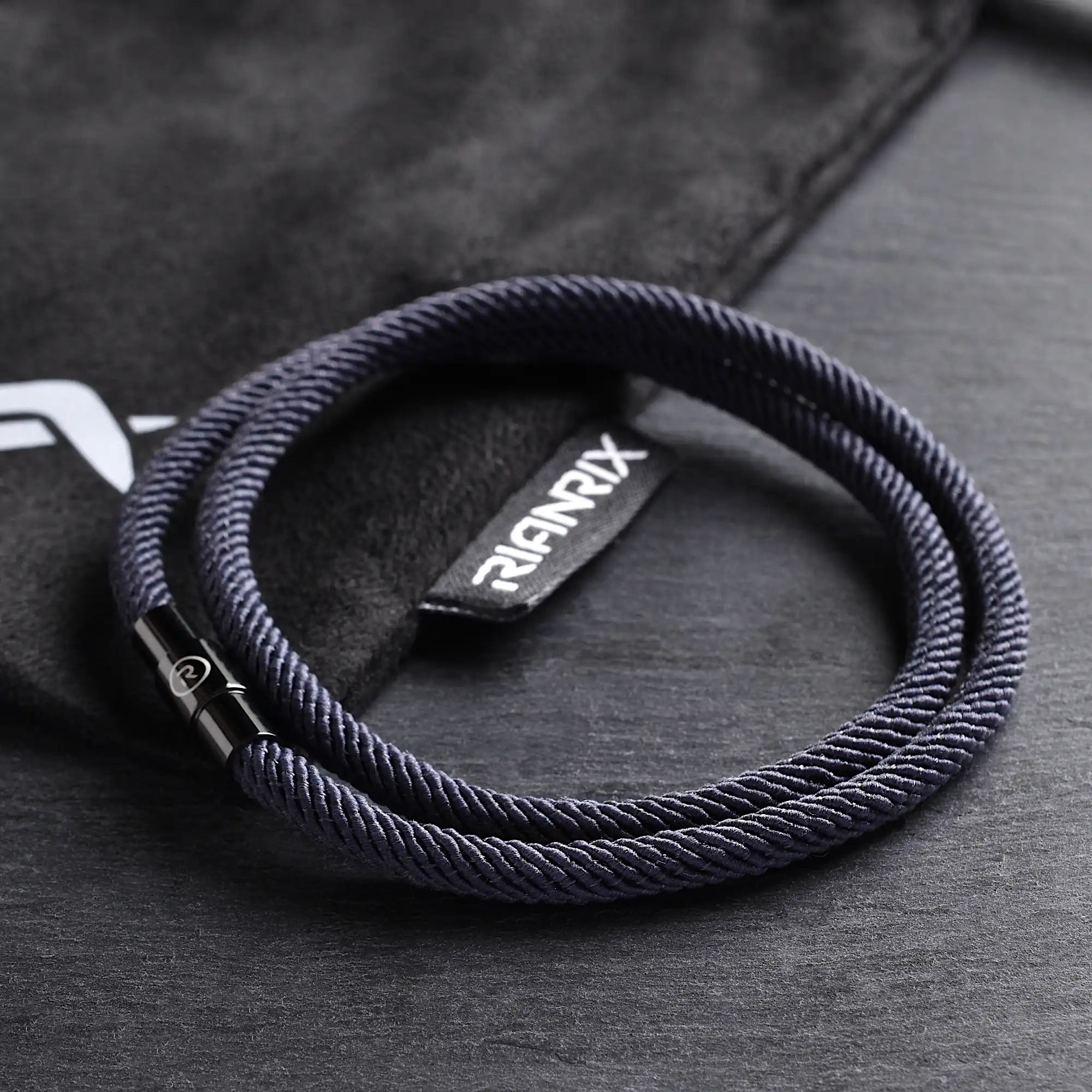 Titan - 4mm doube-layer Milan rope bracelet in black grey